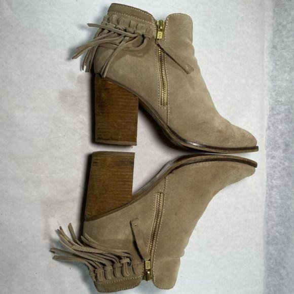 Aldo Suede Stacked Heel Fringe Ankle Bootie 7 - Picture 11 of 14